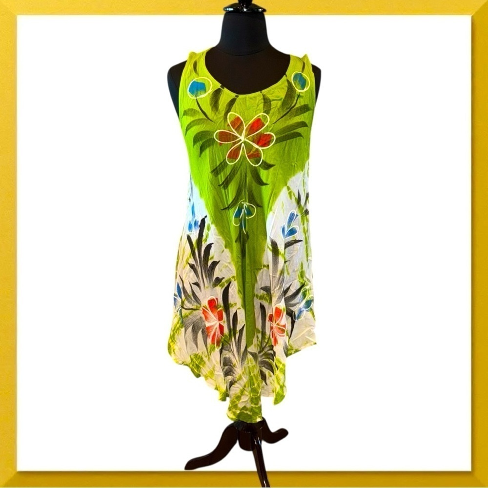 FREE SIZE Brush Printed Umbrella Dress / Beach Cover-Up - Free Size